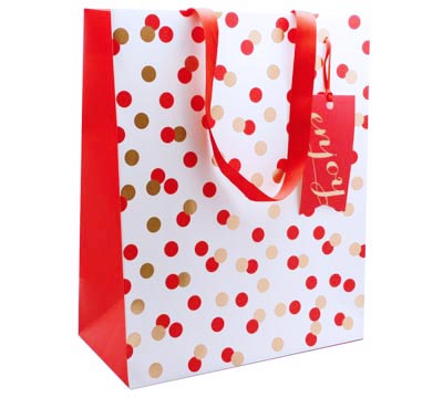 gift bag large confetti  (5pcs) - red-gold
