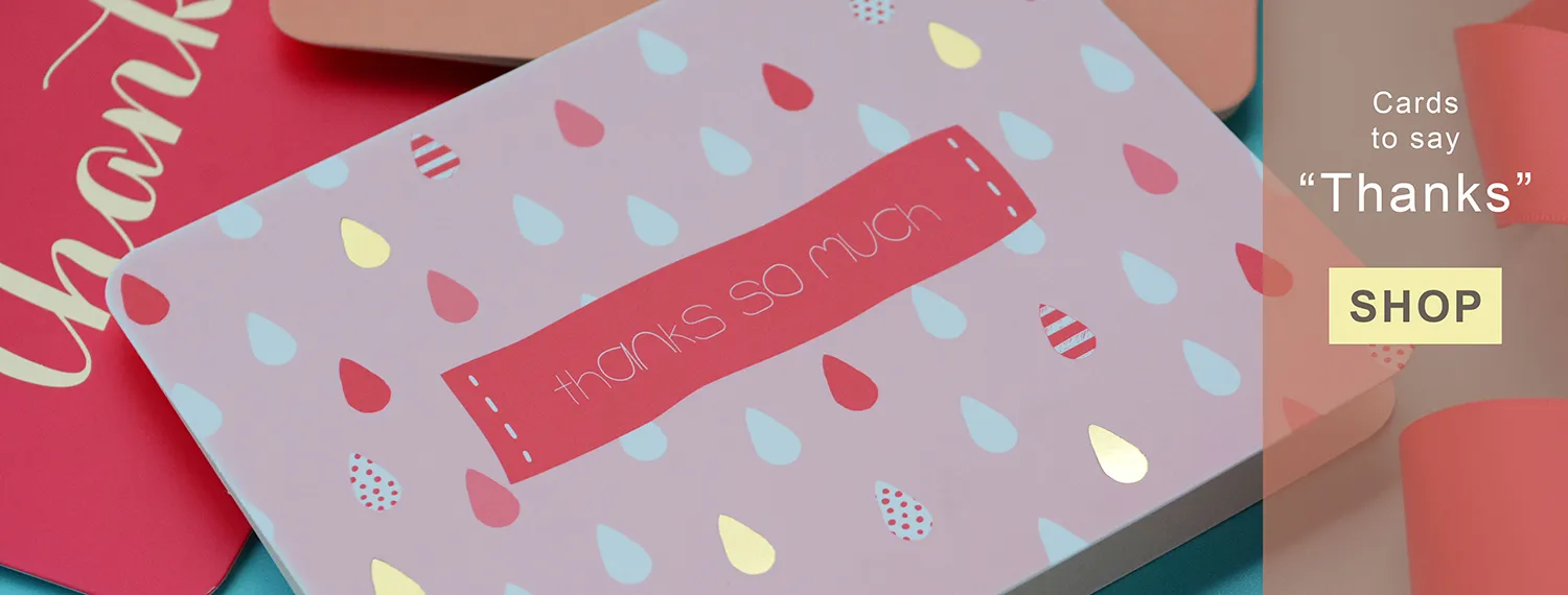 Thank you cards with raindrop papttern