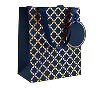 gift bag - medium - clover - navy/gold