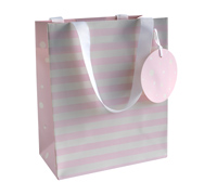 gift bag - medium - spots n stripes - pink