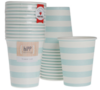 cups 250ml / 9oz - duck egg blue stripe