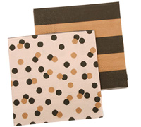 napkins - reversible 3ply - confetti black/gold stripe