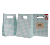 party bags & seals - duck egg blue houndstooth