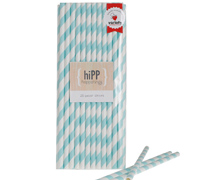 paper straws - duck egg blue stripe