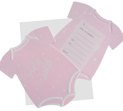 invitations - onesie - pink