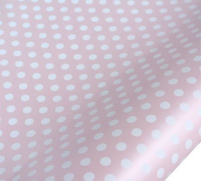 roll wrap - 5m pearlised spot pink/white - pack