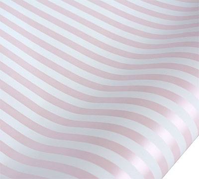 roll wrap - 5m pearlised stripe pink/white - pack