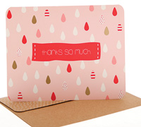 thank you cards - raindrops - pink